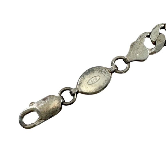 Silverite Bracelet Sterling Silver Flat Cuban Curb Chain Vintage 1970s Italy - Picture 6 of 7